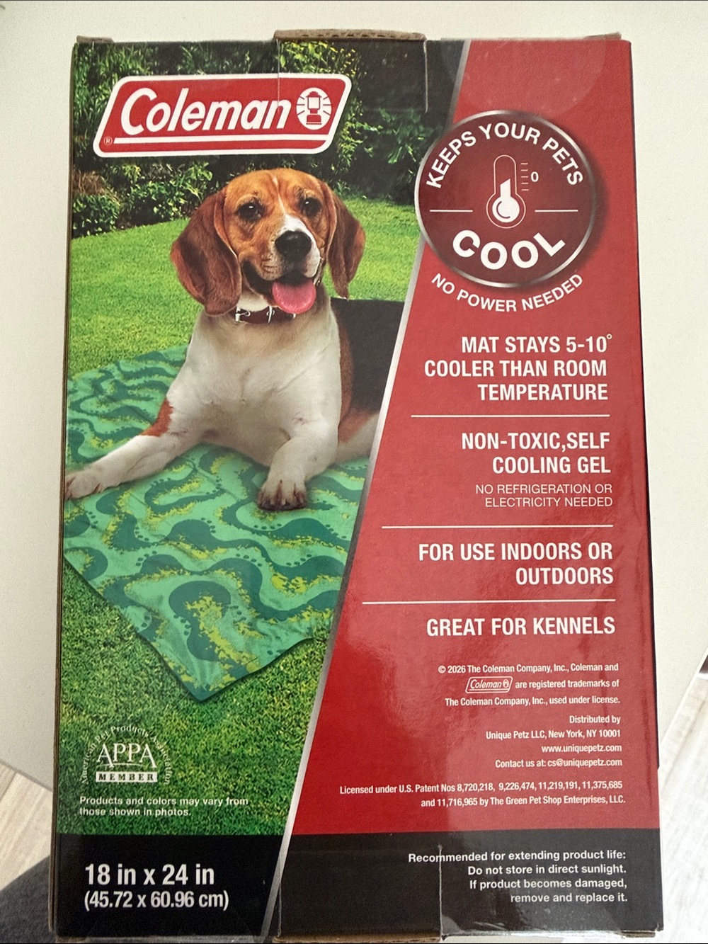 NIB 18 x 24 Coleman Green and Teal Cooling Pet Mat
